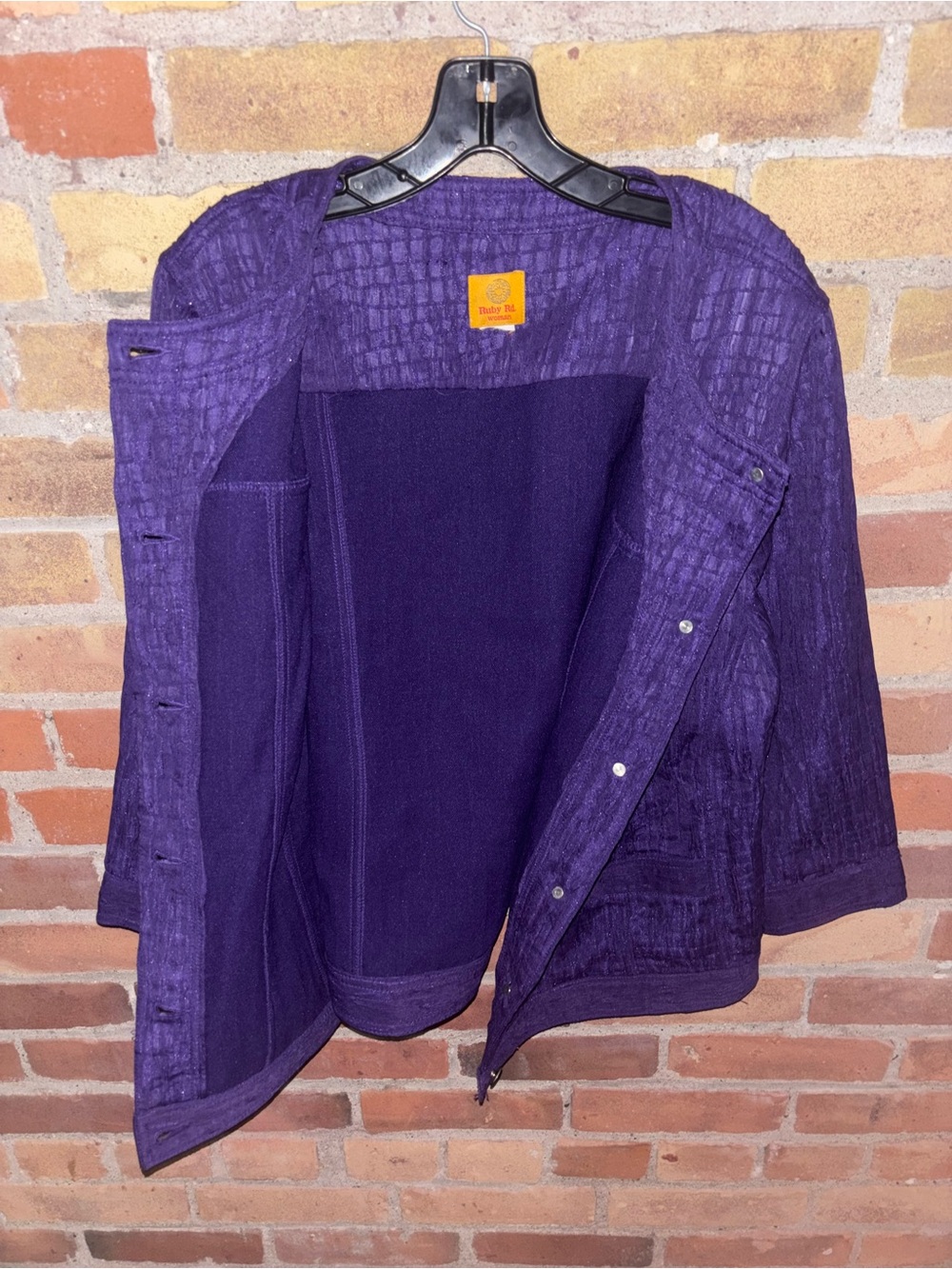 Ruby Rd. Deep Purple Textured Button Jacket - Picture 2 of 4
